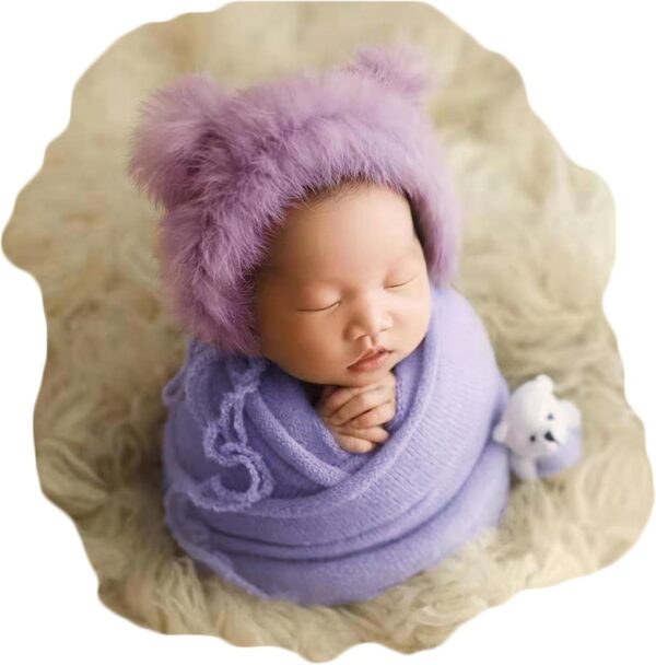 71xRezN88iL._AC_SL1500_6eeb2875-1594-4f94-8044-9b4a55d0d6a7 Vemonllas Newborn Photography Props Outfits Girl Boy Teddy Bear Hat with Wrap Stretch Blanket Baby Photo Props