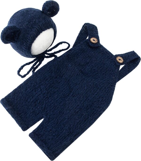 819Z7HrrOXL._AC_SL1500 Vemonllas Newborn Photography Props Boys Girls Outfits Mohair Bear Hat Bonnets & with Romper Suspender Pants Baby Photo Prop