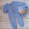Vemonllas Newborn Photography Props Boys Girls Outfits Mohair Bear Hat Bonnet & Footed Romper Bodysuit Photoshoot Costume Set
