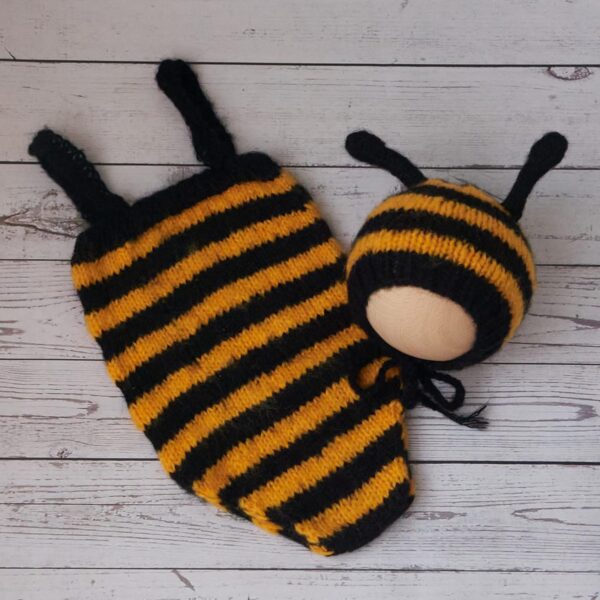 Vemonllas Newborn Photography Props Boys Girls Outfits Mohair Bear Hat Bonnet & Footed Romper Bodysuit Photoshoot Costume Set
