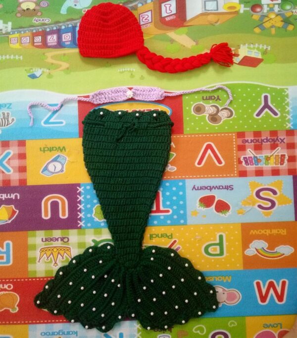 Vemonllas Newborn Photography Props Girls Star Headband, Bra & Mermaid Tail Baby Photoshoot Prop Outfits (Green)