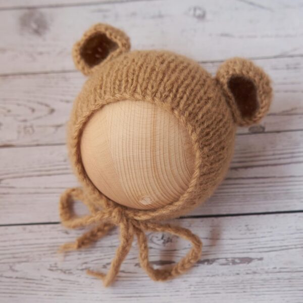 Vemonllas Newborn Photography Props Boys Girls Outfits Mohair Bear Hat Bonnet & Footed Romper Bodysuit Photoshoot Costume Set