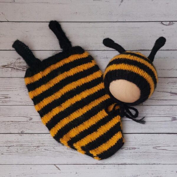 Vemonllas Newborn Photography Props Boys Girls Outfits Mohair Bear Hat Bonnet & Footed Romper Bodysuit Photoshoot Costume Set