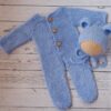 Vemonllas Newborn Photography Props Boys Girls Outfits Mohair Bear Hat Bonnet & Footed Romper Bodysuit Photoshoot Costume Set