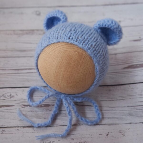 Vemonllas Newborn Photography Props Boys Girls Outfits Mohair Bear Hat Bonnet & Footed Romper Bodysuit Photoshoot Costume Set