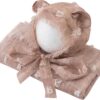 Vemonllas Newborn Photography Props Outfit Retro Bear Bonnet Hat with Wrap Blanket Baby Photo Prop Boys Girls Posing Set
