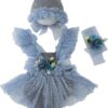 Vemonllas Newborn Photography Props Baby Girls Outfits,Baby Photo Props Soft Lace Headdress Bodysuits Set