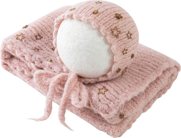 Vemonllas Newborn Baby Photography Props Outfits Hat Long Ripple Wrap Set for Boys Girls Photography Photoshoot Photos