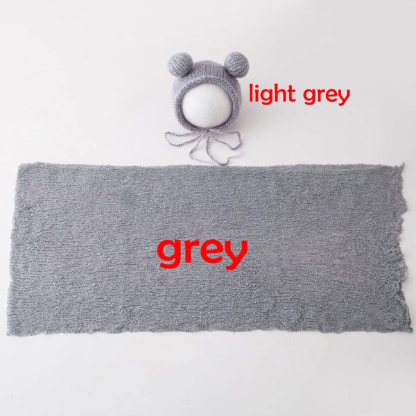 91x7UnriXnL._AC_SL1500 Newborn Baby Photography Props Outfits Hat Long Ripple Wrap Set for Boys Girls Photography (Light Gray)
