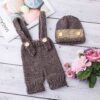 Vemonllas Newborn Photography Props Outfit Girl Boy Baby Photo Props Handmade Knit Hat Bonnet & Suspender Pants Costumes